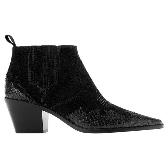 Zara NWT Split Suede Embroidered  Cowboy Ankle Booties in size 10/ EURO 41. - Picture 2 of 11